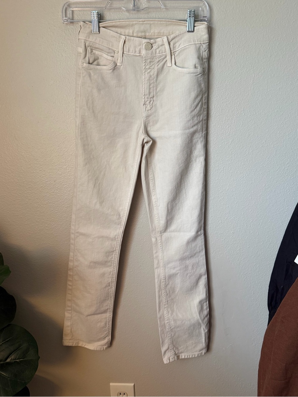 MOTHER Denim Mid Rise Dazzler Ankle Slim Straight Jeans Ivory Size 24 - Picture 2 of 7